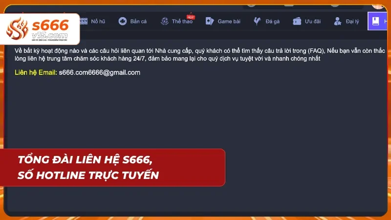 Liên Hệ S666 - Hỗ Trợ Khách Hàng Nhanh Chóng 24/7 2 Số tổng đài liên hệ trực tiếp tại đây